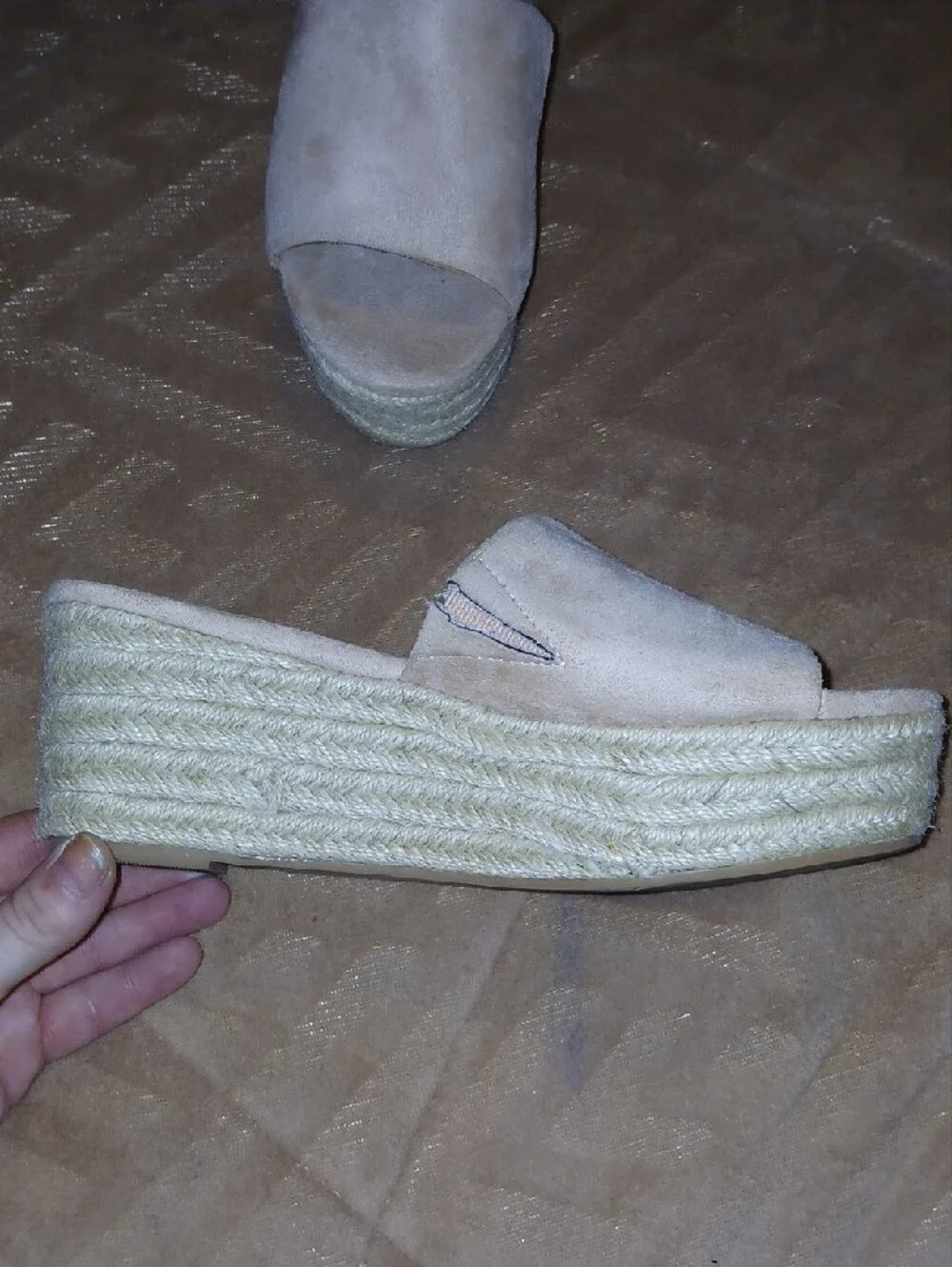 Coconuts by Matisse Light Cream Sandy Espadrille Platform Slide Sz: 8